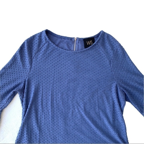 W5 Anthro Blue Swiss Dot Polkadot Textured Bell Sleeve Blouse Size Small - Picture 9 of 14